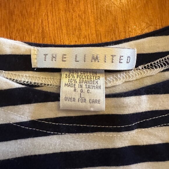 The Limited vintage 90s Striped Navy & White Long-Sleeve Bodysuit - Picture 3 of 5